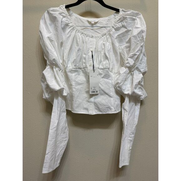 Moussy unique puff sleeve long sleeve blouse - Size 2 - NWT - Picture 1 of 5